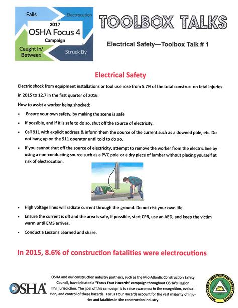 tool box meeting electrical safety|60 free tool box talks.